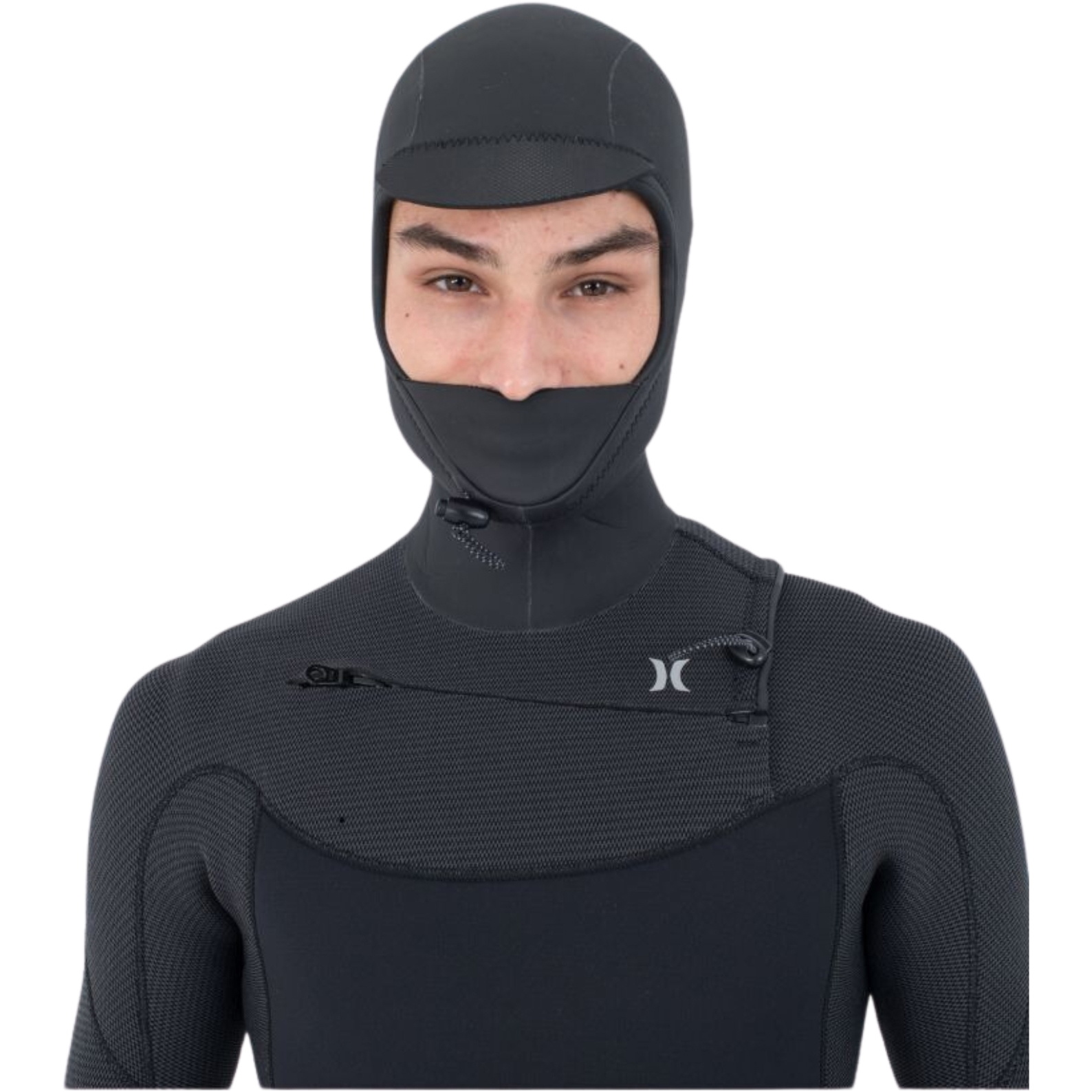 Hurley Da Uomo Plus Texture 4/3mm Con Cappuccio Chest Zip Muta MFS0012443 - Black